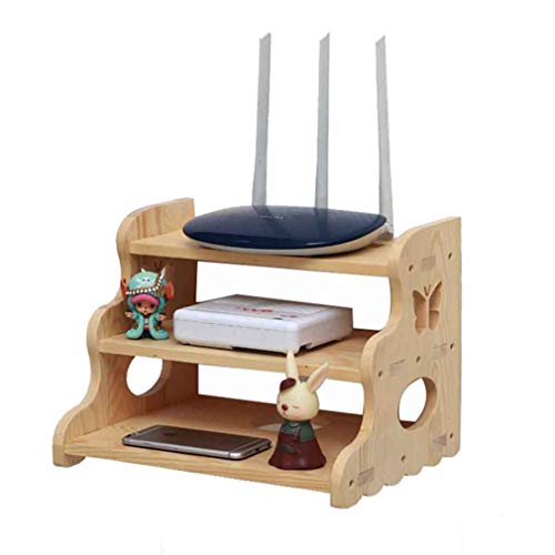 Preisvergleich Produktbild GJF Schwimmendes Regal Holz-Router Fernbedienungen Kontrollhalterung WiFi-Router Aufbewahrungsboxen 2-Tier-3-Tier-Regal für TV-Zubehör (Farbe : A, größe : 3 Tier)