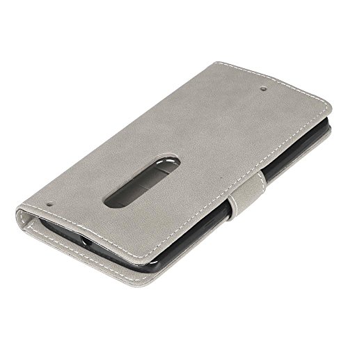 Motorola Moto X Play (5,5 Zoll) Hülle, Cozy hut TPU Silikon Hybrid Handy Hülle Matte Series Case Durchsichtig Stoßfest Tasche Schutz Scratch-Resistant de protection Case Tasche Etui Shell für Motorola Moto X Play (5,5 Zoll) Schutzhülle Folio Magnetverschluss Flip Case Wallet Taljereep Fall Handyhülle mit Kartenfach und Standfunktion – Grau matt - 5