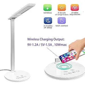 LED Desk Lamp, QI Wireless Charger Base, Flexible Folding Table Light, Timer Power Off