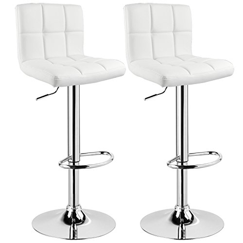 spécification WOLTU BS9108 Tabouret de Bar Lot de 2 en Simili Cuir réglage en Hauteur avec Dossier,Blanc