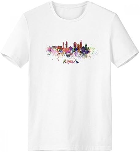 Riyadh Saudi Arabia Country City Watercolor Illustration Crew-Neck White T-shirt Spring and Summer Tagless Comfort Cotton Sports T-shirts Gift