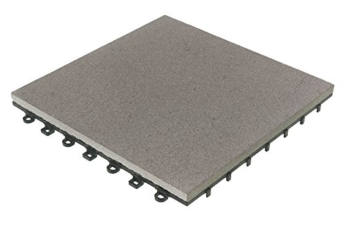BodenMax® Sandstein Naturstein Click Bodenfliesen Set 30 x 30 cm Terrassenfliesen sand stone Terrassenplatte Stein Fliese anthrazit Klickfliesen grau (8 Stück) - 2