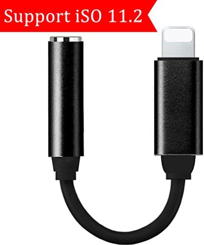 Lightning 3.5mm Headphone Jack Audio Adapter Converter for iPhone 7/7 Plus iPhone 8/ 8 plus iPhone X 3.5 mm Earphone lightening jack Accessories AUX Adaptor 3.5mm Lighting metal Audio Jack Headphone Cable Earbud Adapter Lightning Connector Converter Earphone Adaptor Accessories . Support iOS 10.3 or 11 later (black)