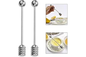 Xrten Cucchiaio per Miele in Acciaio Inox,Metallo Miele Cucchiaio Merlo Acquaiolo del Miele(Silver)