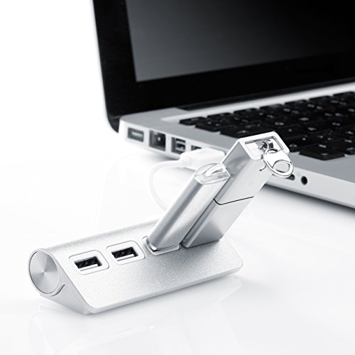 CSL – 4 Port USB Hub| 4 Port Verteiler | Windows, Linux und Mac | Notebook / Netbook / Laptop / Ultrabook / Tablet-PC / Macbook | Anti Print | Alu-Optik silber - 3