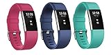 Ersatzarmband aus Silikon für Fitbit Charge 2 von Tesco, mit Sicherheitsschließe, Zubehör für Fitness Tracker, 3 Stück, Large