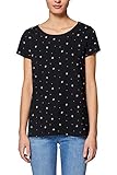 Feminin bedrucktes T-Shirt mit abgerundetem Saum und kurzem Arm