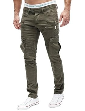 MERISH Herren Bikerchino Jeanshose Denim Chino Zipper Jeans Hose 2055
