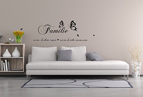 greenluup® wandtattoo Spruch Zitat Familie- wo das Leben beginnt und die Liebe niemals endet in Schwarz Küche ESSZIMMER KEIDERSCHRANK SCHRANK - 3