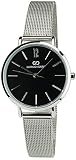 Damen Armbanduhr- Giorgio&Dario Schwarz Quarz Gehause Stahl Analog Armband Stahl Silber