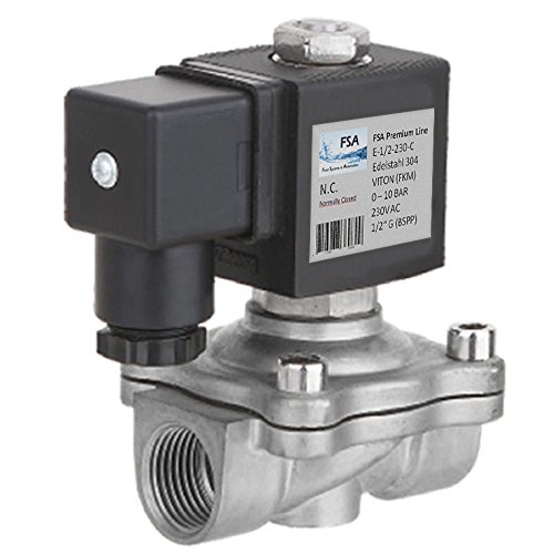 Magnetventil FSA Premium Line 2/2 Wege Edelstahl 304 G1" 230V AC Viton NC 10 bar