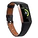 Produktbild Für Fitbit Charge 3 Armband,MuSheng Luxuriöse Leder armbänder Ersatzzubehör Bracelet Strap Wrist Band für Fitbit Charge 3 Fitness Sport Tracker Damen Herren Small-Large (Schwarz)