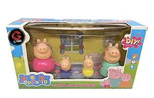 G.Fidel Pig Family Toy, Set of 4 with Pig House Set, Animated Toys for Children for Pretend Play