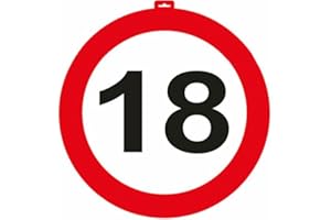 CARPETA® - Riesen Verkehrsschild * Zahl 18 * ┃ Ø 47,5cm ┃ Deko 18. Geburtstag ┃ Türschild und Straßenschild ┃ Mit & ohne Aufhänger