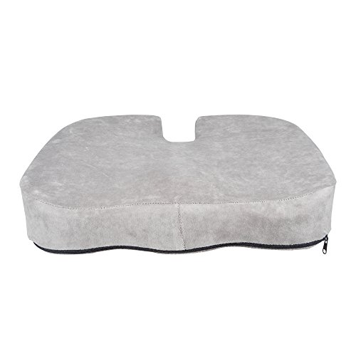 Sanolind® Orthopädisches Druckentlastungskissen, Sitzkissen gegen Rücken- und Steißbeinschmerzen. Ergonomisch geformter und stabiler Visco-Gelschaum für schmerzlinderndes Sitzen. Farbe grau. - 4