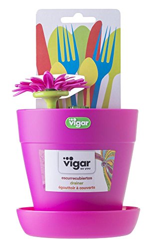 Vigar Flower Power – Besteckhalter, pink – grün - 4