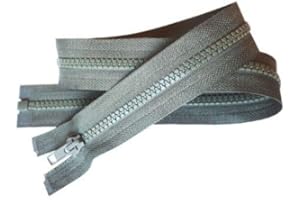 FILOUFACE Fermeture Eclair Coloris Gris Clair 50 cm Séparable Ouvrable maille 5 mm largeur 3 cm blouson