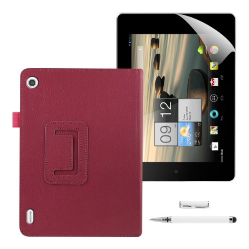 3in1 Set: kwmobile Hülle für Acer Iconia A1-810 / A1-811 – Tabletcover Slim Case Tablet Schutzhülle – Smart Cover Tabletcase Pink + Folie, kristallklar + Stylus, Weiß - 5