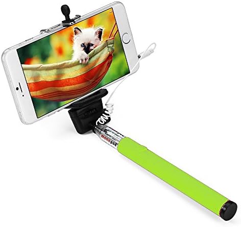 Apsmart 40inch no battery aux cable wired Selfie stick for smart phone (Green)