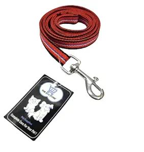 THE DDS STORE Dog Belt Combo of Dog Collar with Dog Leash Specially for Small Breeds Dog Collar Leash (Medium 0.75 inch (Neck Size 34 - 42 cm), RED & Black Mix)