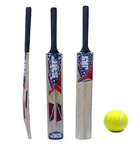 JRS Kids Popular Willow Cricket Bat for Boys with Cricket Tennis Ball Pack of 1 (4-15 Year Year Old Kids), Wood Variation for Boys & Kids,