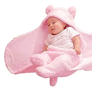 MY NEWBORN 3 in 1 Baby Blanket-Safety Bag-Sleeping Bag Towel 0-6 Months for boy, Girl- Pink- Pink