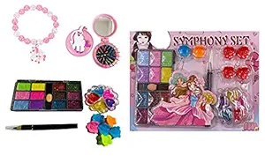 Aashiya trades Real Cosmetic for Little Girls ,Kids Makeup Kit for Girls, Kids Play Washable Makeup Set with Unicorn Necklace and Hair Comb