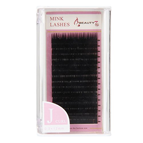 Beauty7 Black 0.20mm Thickness Individual Silk Tray Lashes Eyelashes for Eyelash Extension Natural J Curl 6-14mm Length Fake Eyelashes Individual Eyelash Extensions