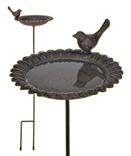 Vogeltränke Gusseisen antik-braun mit Stab - 2
