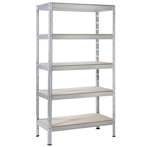 Schwerlastregal Regal Steckregal 180x90x40cm Metall verzinkt Regalsystem Steckregalsystem 5 Holz-Böden Traglast 1250kg einfache Montage durch Stecksystem kein Verschrauben Schulte