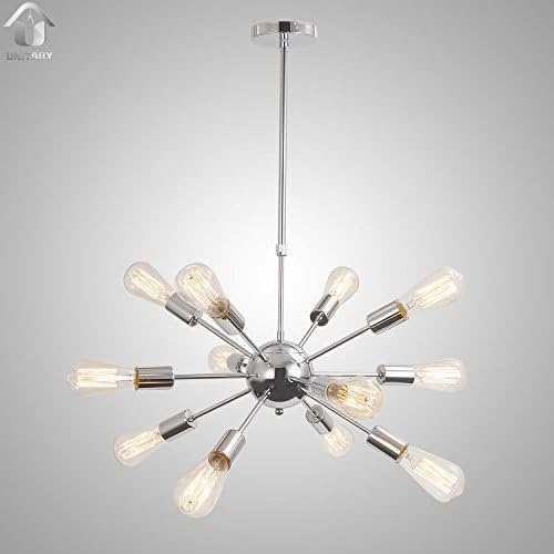 Unitary BRAND Vintage Industrial Pendant Light Multi E27 12x60w Chrome Painted