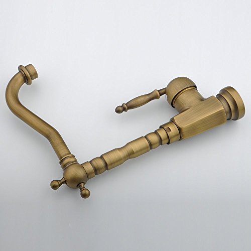 Hiendure® Einlochmontage Einhebelmischer Küchenarmatur Aus Messing Keramik-Kartusche schwenkbarer Rohrauslauf Hoher Auslauf Wasserhahn - 7