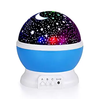 House of Quirk Plastic Night Light Lamps for Bedroom 360 Degree Rotating Star Projector Lights Color Changing LED for Kids Baby Nursery Gift - Color As Per Availability, White Star, Pack of 1