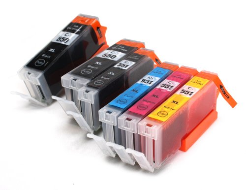 6 Multipack komp. XL Druckerpatronen für Canon Pixma MG7550 MG7150 MG6650 MG6450 MG6350 MG5655 MG5650 MG5550 MG5450s MG5400 MG5450 IP7250 IP8750 IX6850 MX725 MX925 kompatibel 2 x 550BK XL schwarz 1 x Canon 551BK XL photoschwarz 1 x 551C XL blau 1 x 551M XL rot 1 x 551Y XL gelb mit Chip