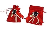 takestop® Set 24 Pezzi Sacchetti Sacchetto Rosso Laurea Juta 10x13 CM BOMBONIERA BOMBONIERE Porta Confetti PORTACONFETTI Regalo CC_7752