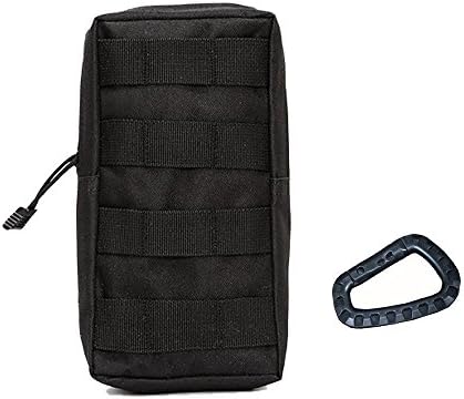 Black Medium Tactical Backpack Molle Accessory EDC Pocket Pouch with Carabiner