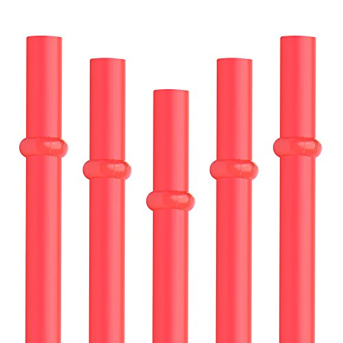 Dakoufish BPA Free 12 Piece 9 Inch Reusable Plastic Thick Drinking Straws for Mason Jar Yeti Rambler Plain Color（9inch，Red）