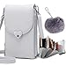 Produktbild Flywill Dame Handy Umhängetasche PU Leder Schultertasche Kleine Tasche Herzförmiger Metallknopf Geldbörse Handytasche mit Kartenfächer Verstellbar Schultergurt Passt Handy unter 6.5", Grau