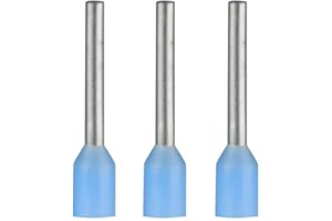 ERKO 100 piezas de terminales, sección transversal del conductor 0,25 mm², longitud 8 mm, terminales profesionales hechos de cobre galvanizado, aislamiento de poliamida, conectores para electricistas