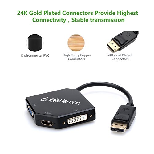 CableDeconn Big Displayport Dp to Hdmi/dvi/vga Male to Female 3-in-1 Adapter Konverter Kable - 2