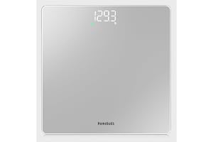 Homebuds Digitala Badrumsvågar Hög Precision på 0,05kg, Kroppsvåg 182kg | Professionella Fabrik Sedan 2001 Personvåg Digital Stor vit LED Display och Step-On, Härdat Glas, 3*AAA Batterier