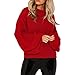 Produktbild Strickpullover Damen Basic Feinstrick Langarm Pulli Stretch Pullover Rovinci Herbst Winter Aufflackern-Hülse Rundhals Sweater Bluse Tops Oberteil Sweatshirt Strickpulli Langarmshirt (S, Rot)