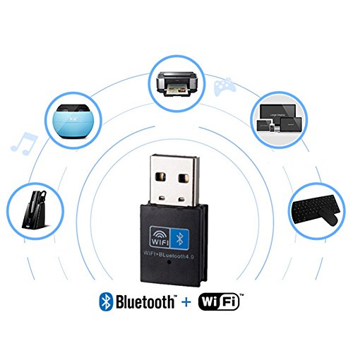 rokoo Mini Wireless USB Adapter 150 Mbps Wi-Fi Bluetooth 4.0 2 in 1 Receiver for Computer PC