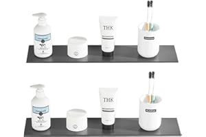 Biutimarden 2PC Aluminum 40cm Bathroom Accessories Organiser Wall Mounted Storage Shelf Shower Shelf Rustproof for Toilet Kitchen Dorm （Dark Grey）