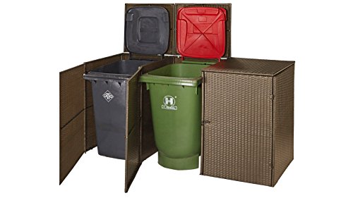 HANSE GARTENLAND Mülltonnenbox, für 3×240 l aus Polyrattan, B/T/H: 228/78/123 cm braun - 3