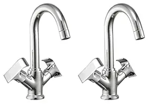 Joyway Swift Basin Mixer Tap Brass, Wash Basin Pillar Cock Water Mixture With Foam Flow, Quarter Turn(Pack of 2 Pieces)