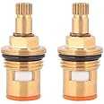PAWANWARE Brass Ceramic Disc Cartridge Quarter Turn 1/2" for Bathroom Kitchen Cold Tap Faucet Valve (Medium) - Set of 2 Nos