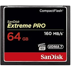Sandisk 64GB Extreme Pro CF - Memoria Compact Flash de 64 GB (alcance de temperatura operativa: -25-85 °c, CompactFlash (CF), 160 MB/s), negro y dorado