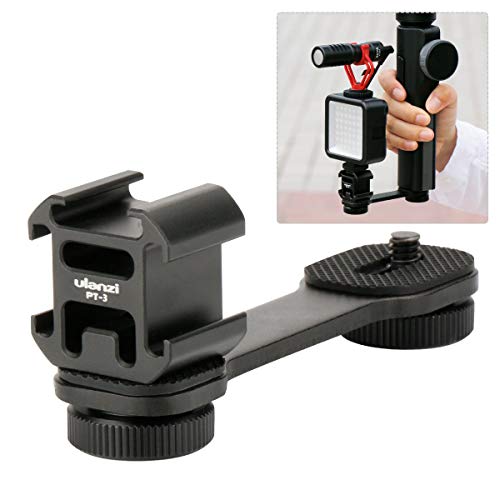 Ulanzi PT-3 Triple Zapata fría para Montaje en Placa, Micrófono LED Extensión de luz de estacionamiento para dji OSMO Mobile 2 / Zhiyun Smooth 4 / Feiyu Vimble 2 Gimbal Stabilizer