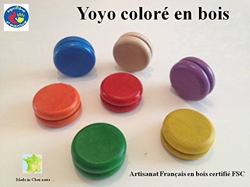 Yoyo en bois coloré de 55 mm, artisanat français